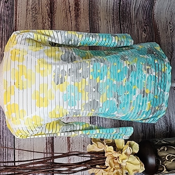 NEW RUBY RD SHEER LINED YELLOW & GREEN FLORAL PULLOVER BLOUSE - Picture 4 of 13